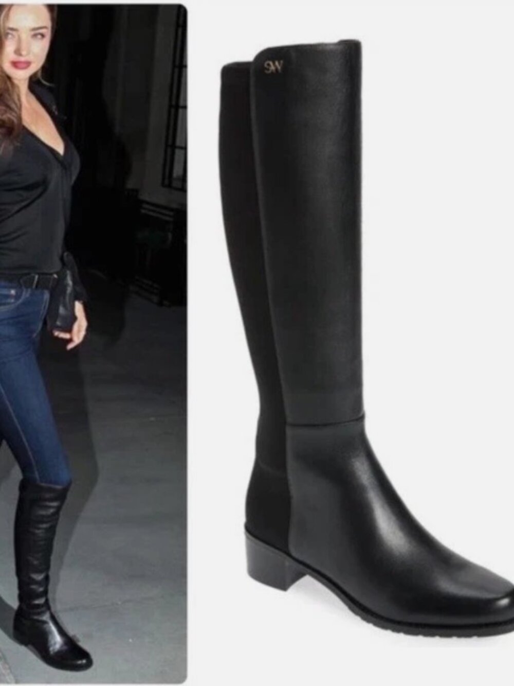 $650 Stuart Weitzman NEW Sz 9 Jayla Black Leather 5050 Knee High Boot 39.5